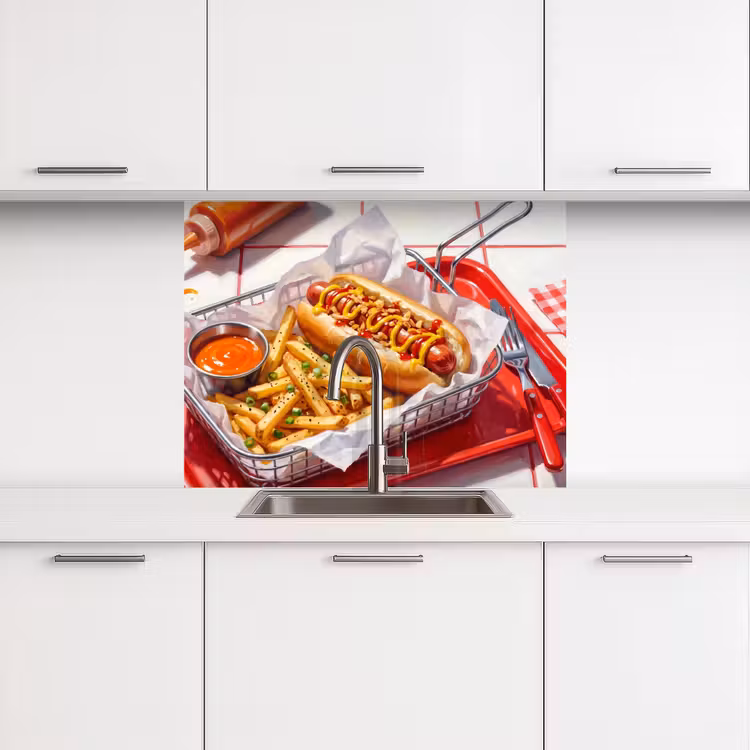 Revestimiento cocina - Comida - Perrito caliente - Comida rápida - Moderno - Rojo — 3