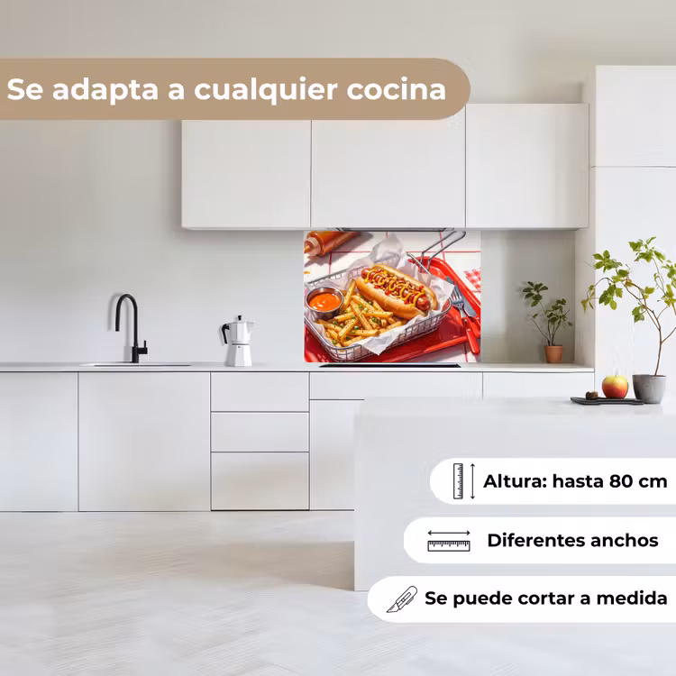 Revestimiento cocina - Comida - Perrito caliente - Comida rápida - Moderno - Rojo — 6
