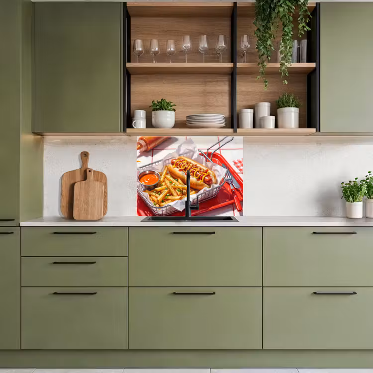 Revestimiento cocina - Comida - Perrito caliente - Comida rápida - Moderno - Rojo — 7