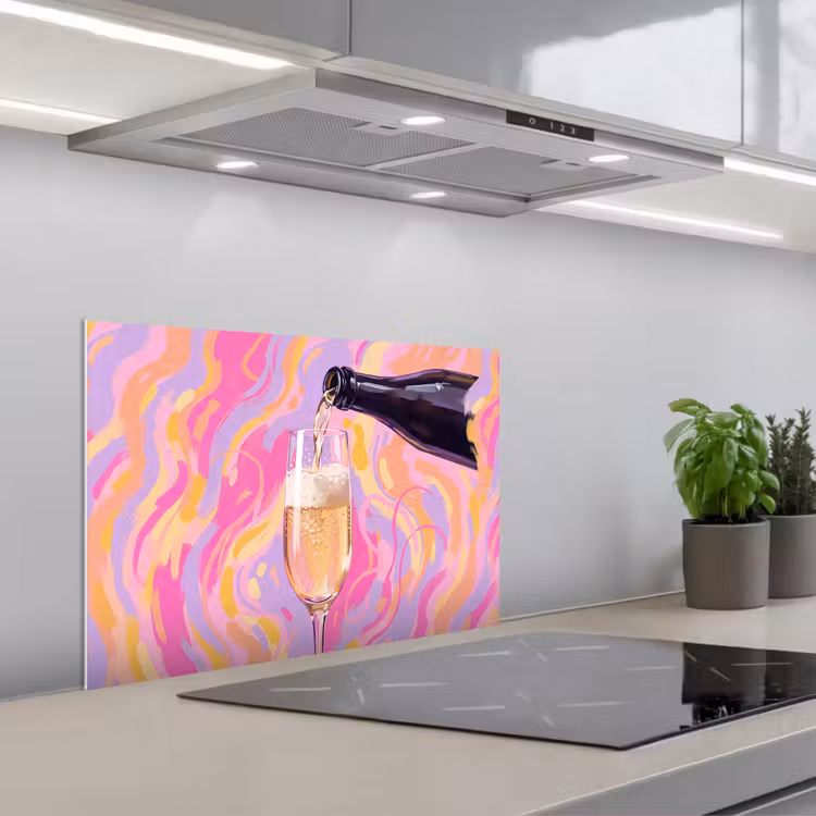 Salpicaderos de cocina - Bebida - Servir - Fiesta - Abstracto - Rosa — 1