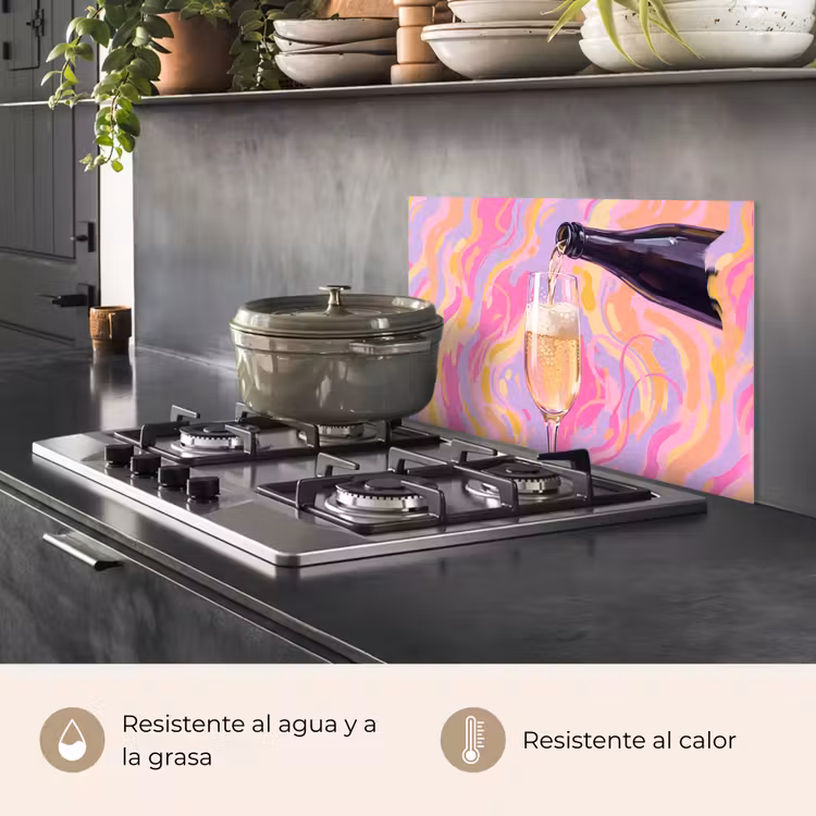 Salpicaderos de cocina - Bebida - Servir - Fiesta - Abstracto - Rosa — 2