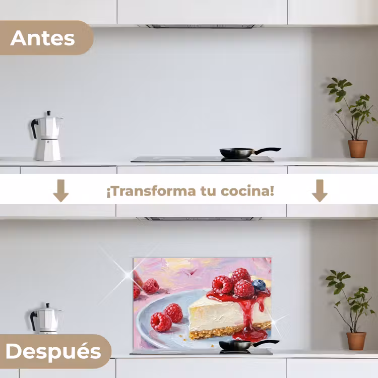 Salpicaderos de cocina - Comida - Tarta de queso - Frutos rojos - Abstracto - Rosa — 7