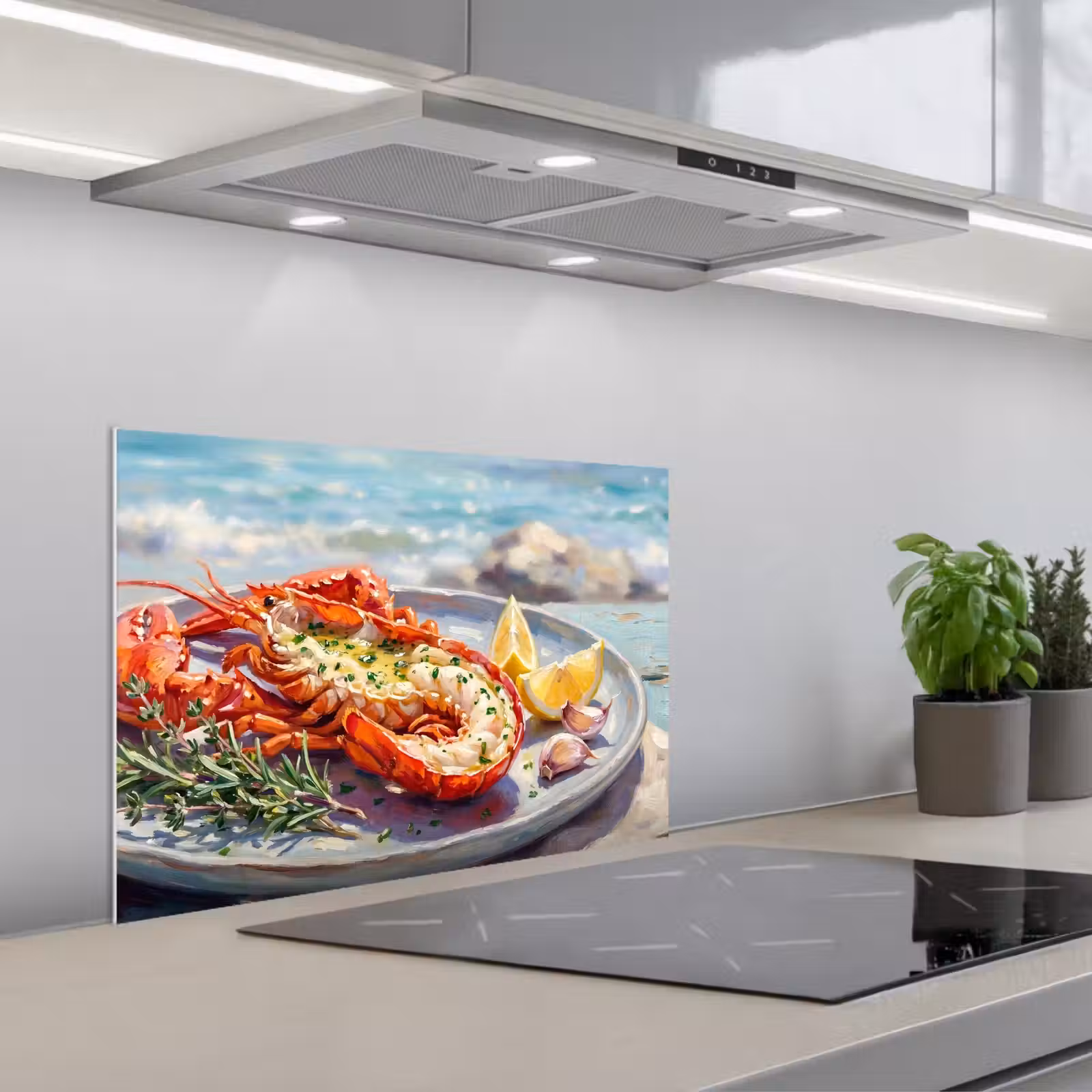 Salpicaderos de cocina - Comida - Mar - Costa - Moderno - Azul — 1