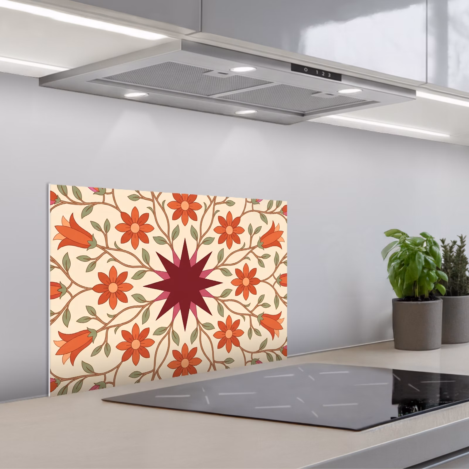 Salpicaderos de cocina - Flores - Mandala - Decorativo - Rojo — 1