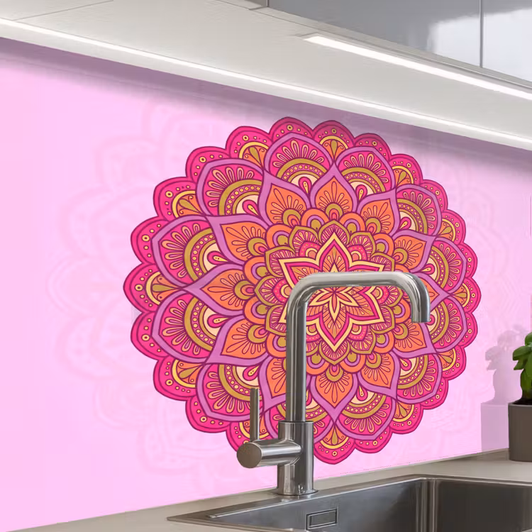 Revestimiento cocina - Mandala - Círculo - Espiritual - Oriental - Rosa — 1