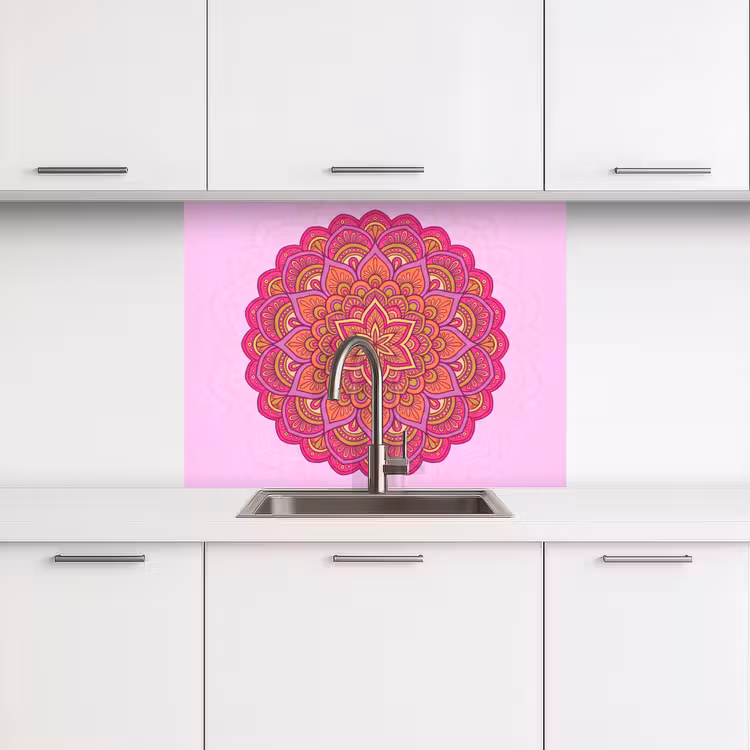 Revestimiento cocina - Mandala - Círculo - Espiritual - Oriental - Rosa — 3