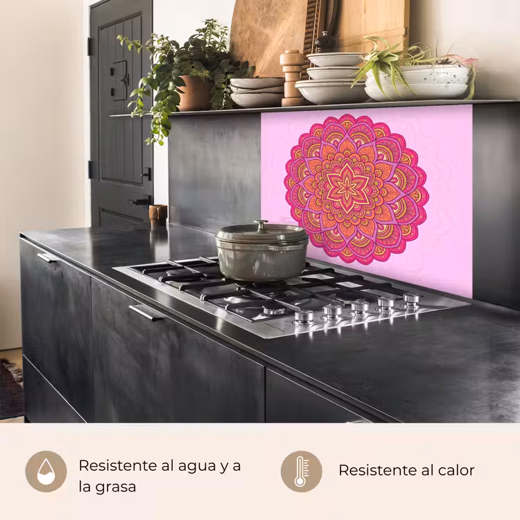 Revestimiento cocina - Mandala - Círculo - Espiritual - Oriental - Rosa — 4