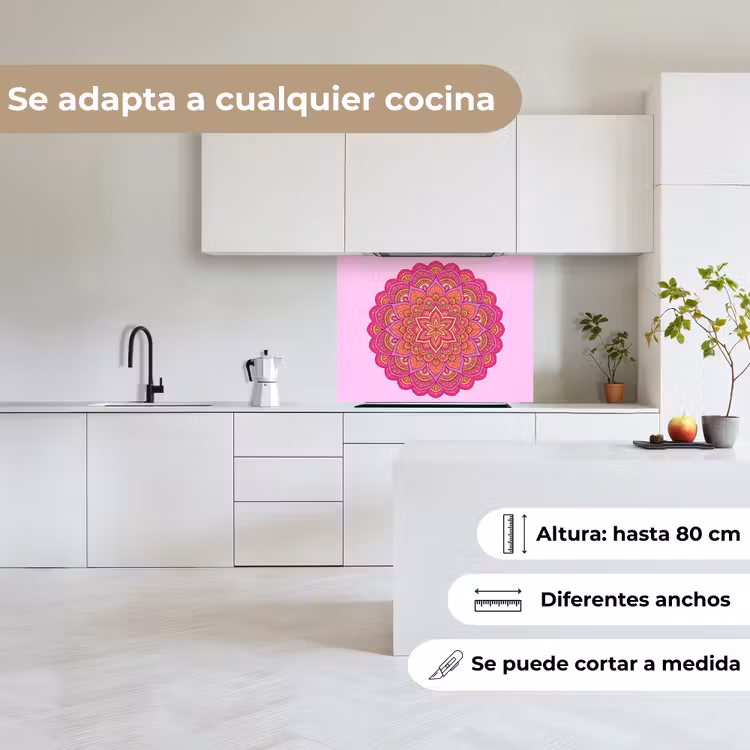 Revestimiento cocina - Mandala - Círculo - Espiritual - Oriental - Rosa — 6