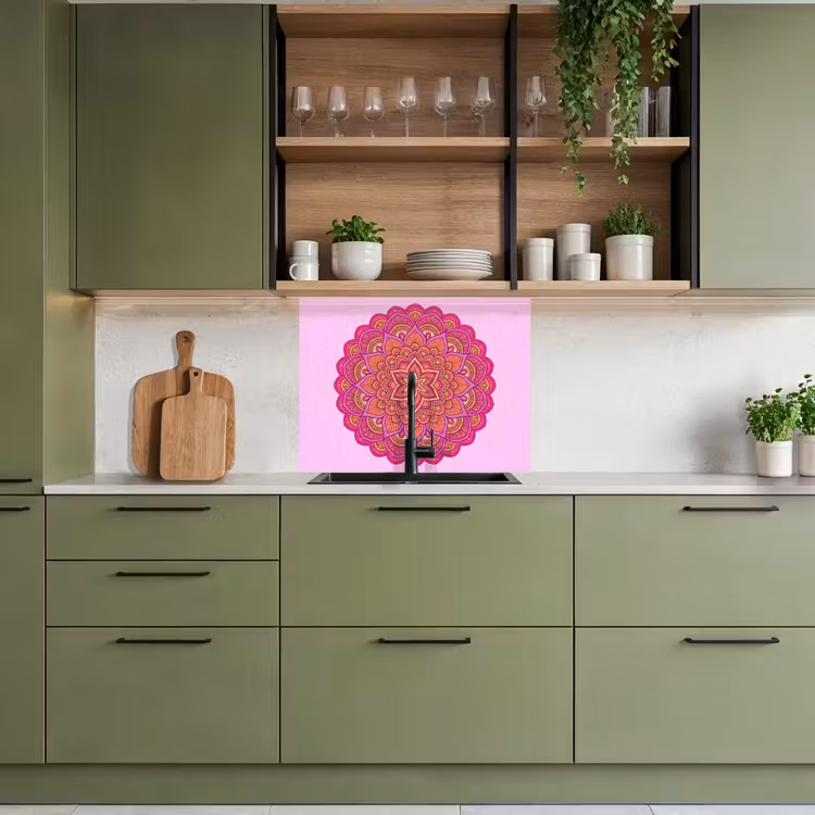Revestimiento cocina - Mandala - Círculo - Espiritual - Oriental - Rosa — 7