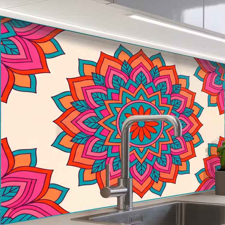 Revestimiento cocina - Mandala - Estampado - Abstracto - Colorido - Moderno — 1
