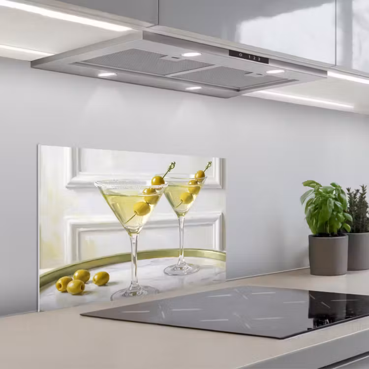 Salpicaderos de cocina - Bebida - Martini - Aceitunas - Moderno - Blanco — 1