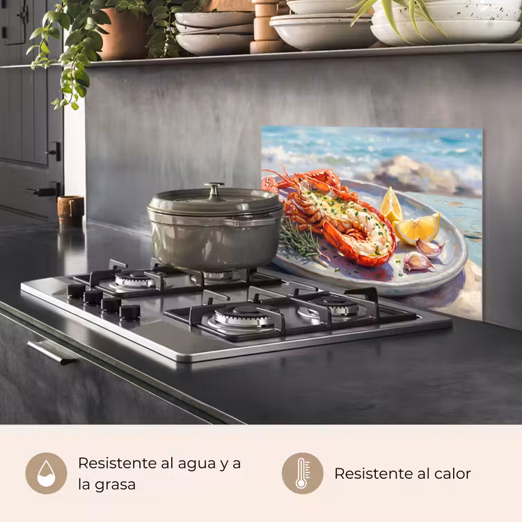 Salpicaderos de cocina - Comida - Mar - Costa - Moderno - Azul — 2