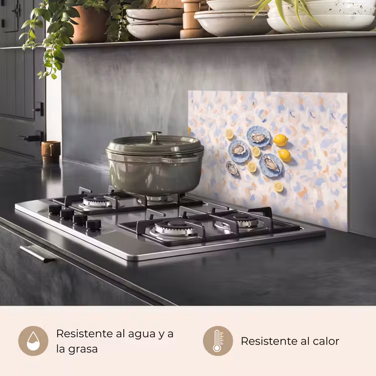 Salpicaderos de cocina - Comida - Ostras - Limones - Moderno - Amarillo — 2