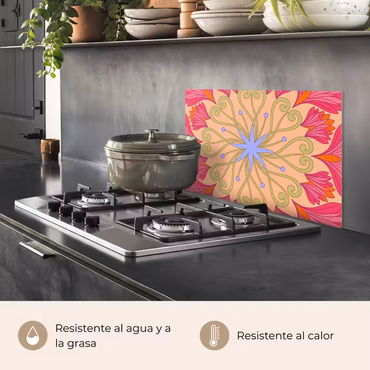 Salpicaderos de cocina - Flores - Estampado - Abstracto - Rosa - Decorativo — 2