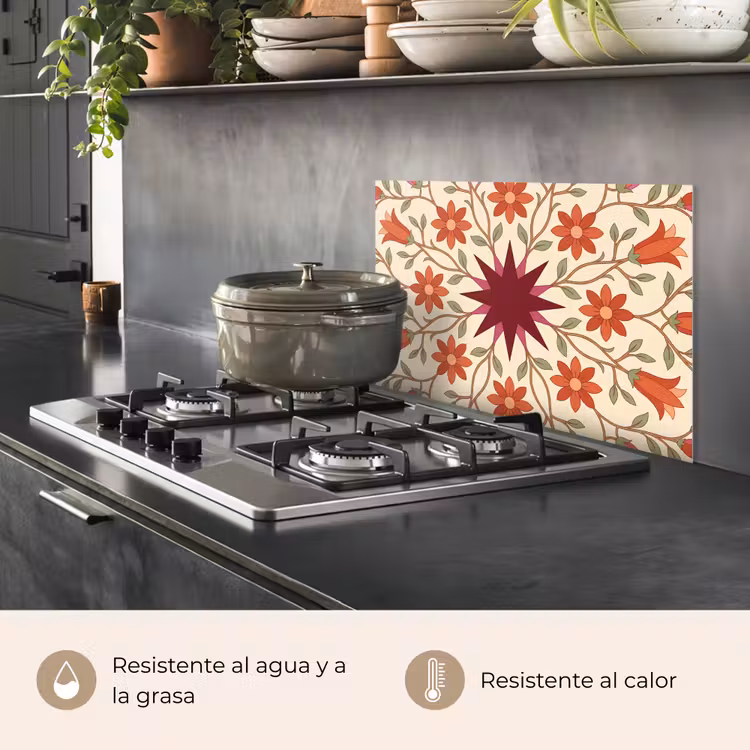 Salpicaderos de cocina - Flores - Mandala - Decorativo - Rojo — 2