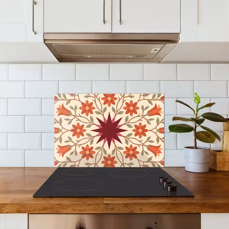 Salpicaderos de cocina - Flores - Mandala - Decorativo - Rojo — 3