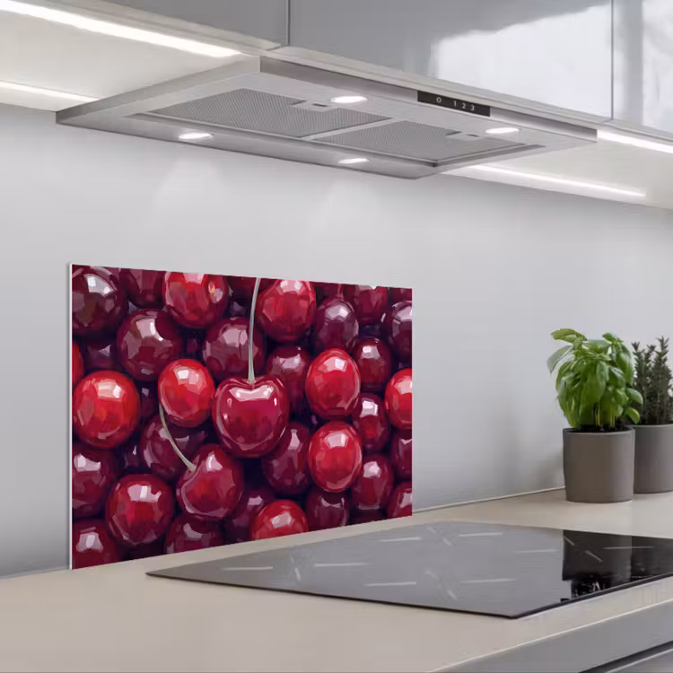 Salpicaderos de cocina - Fruta - Cerezas - Comida - Moderno - Rojo — 1