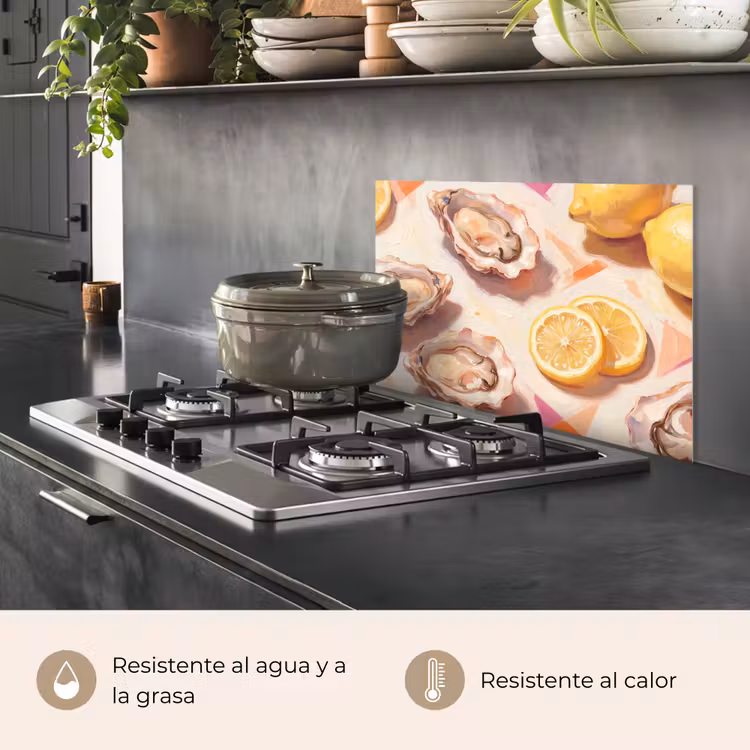 Salpicaderos de cocina - Naturaleza muerta - Limones - Ostras - Abstracto - Naranja — 2