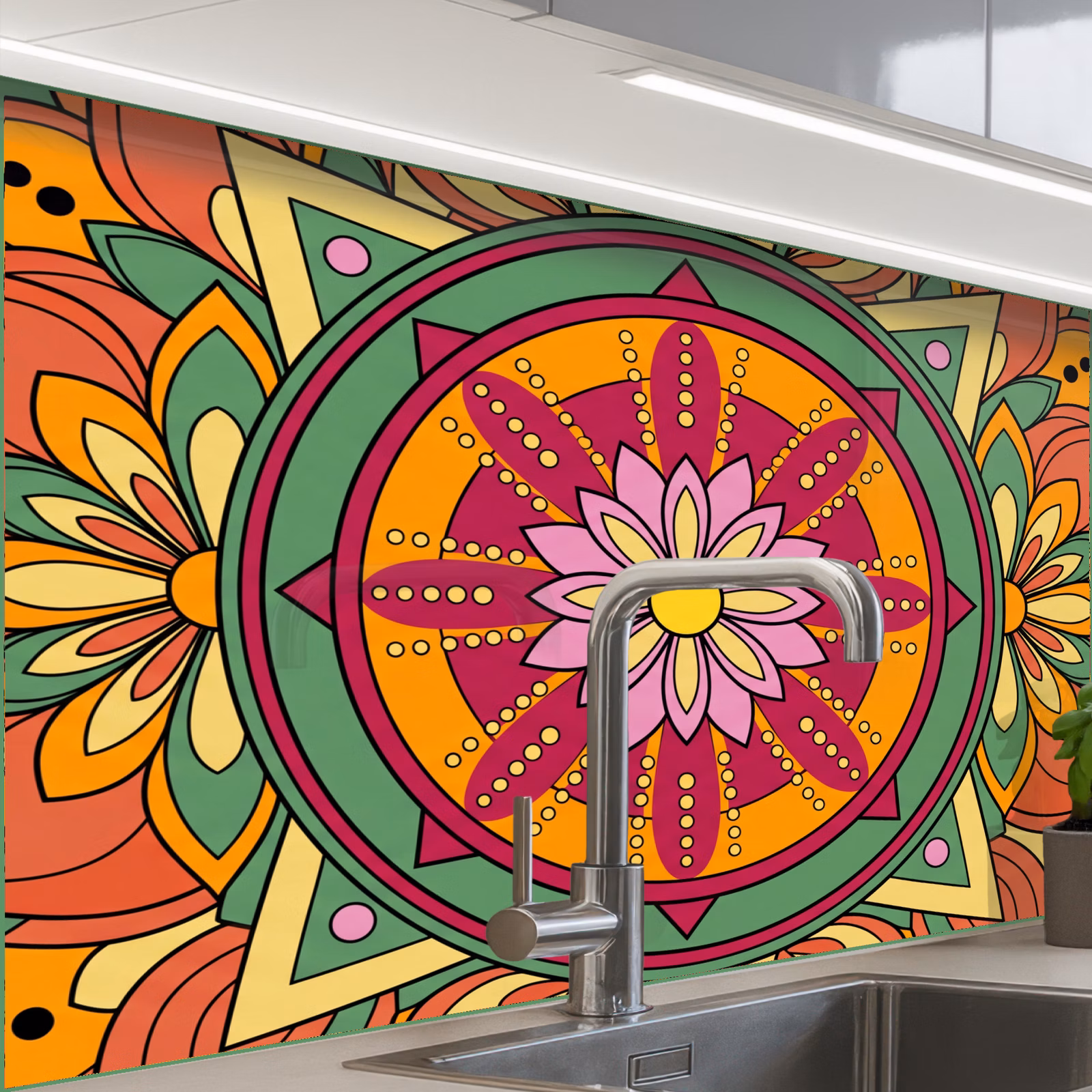 Revestimiento cocina - Mandala - Flores - Abstracto - Colorido — 1