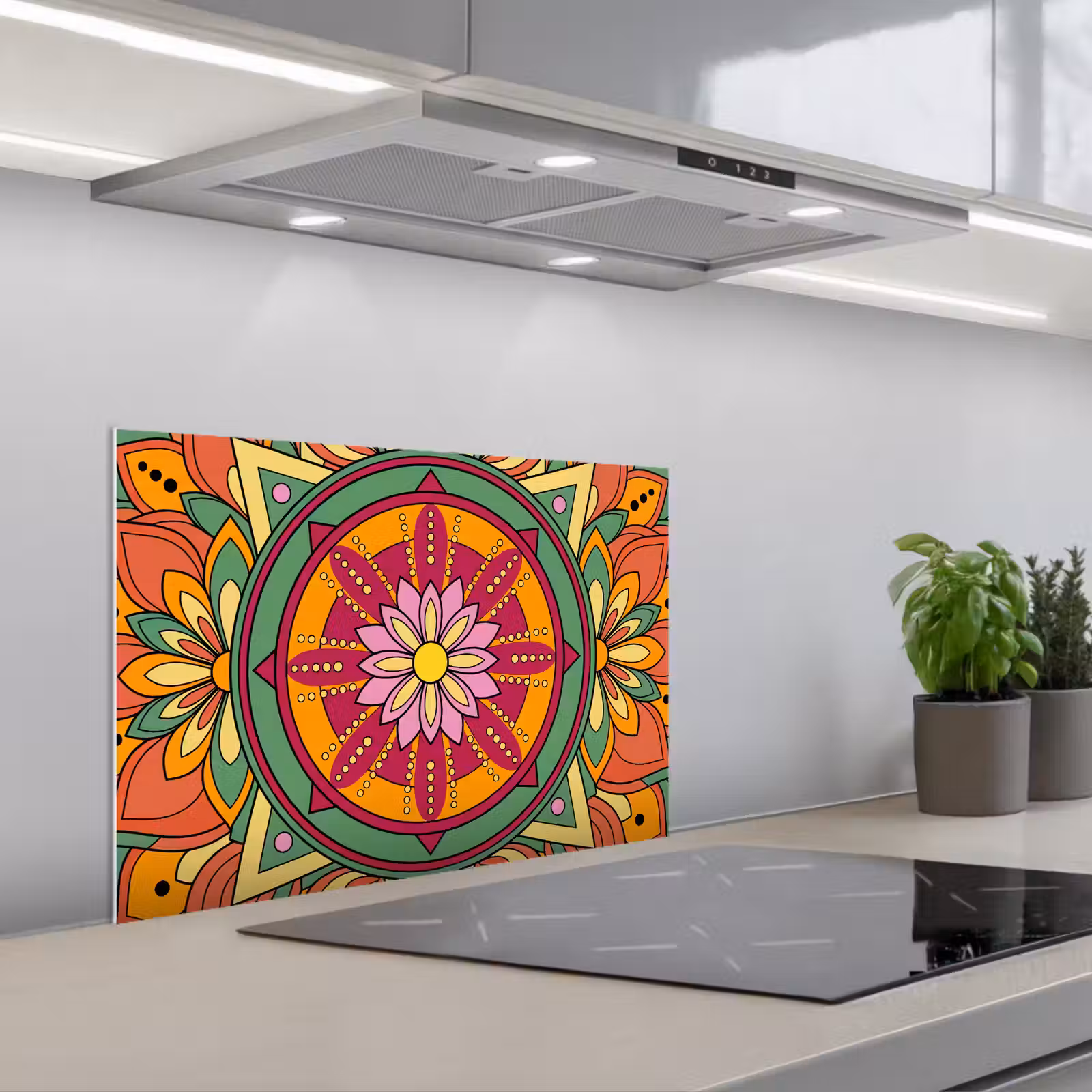 Salpicaderos de cocina - Mandala - Flores - Abstracto - Colorido — 1