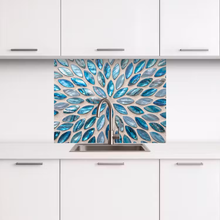 Revestimiento cocina - Estampado - Brillo - Abstracto - Azul - Decoración — 3