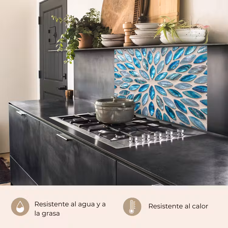 Revestimiento cocina - Estampado - Brillo - Abstracto - Azul - Decoración — 4