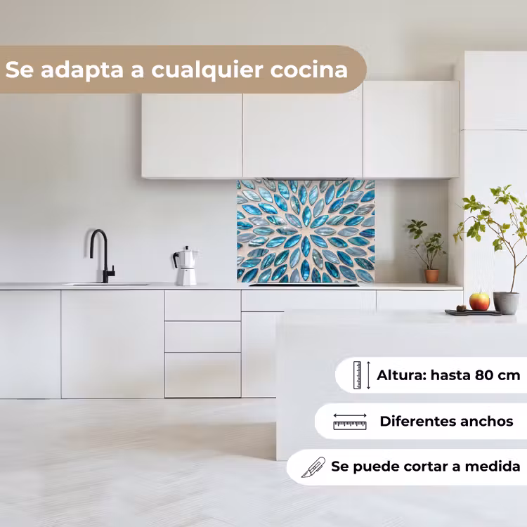 Revestimiento cocina - Estampado - Brillo - Abstracto - Azul - Decoración — 6