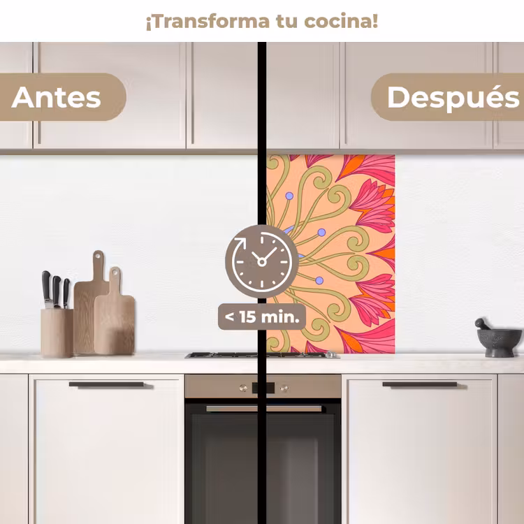 Revestimiento cocina - Flores - Estampado - Abstracto - Rosa - Decorativo — 2