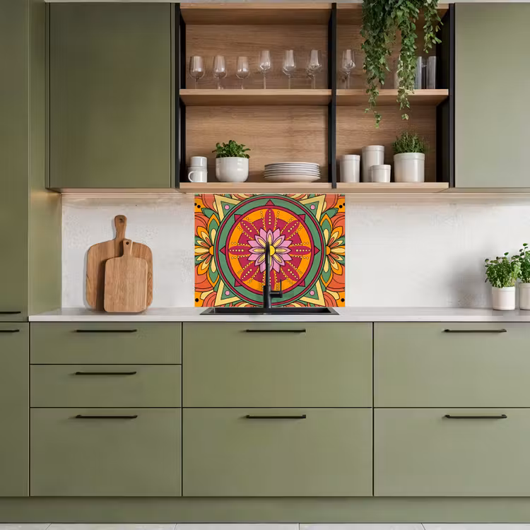 Revestimiento cocina - Mandala - Flores - Abstracto - Colorido — 7