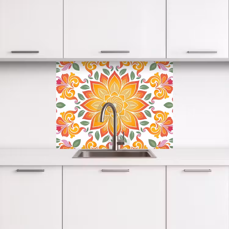 Revestimiento cocina - Mandala - Flores - Decoración - Colorido - Abstracto — 3