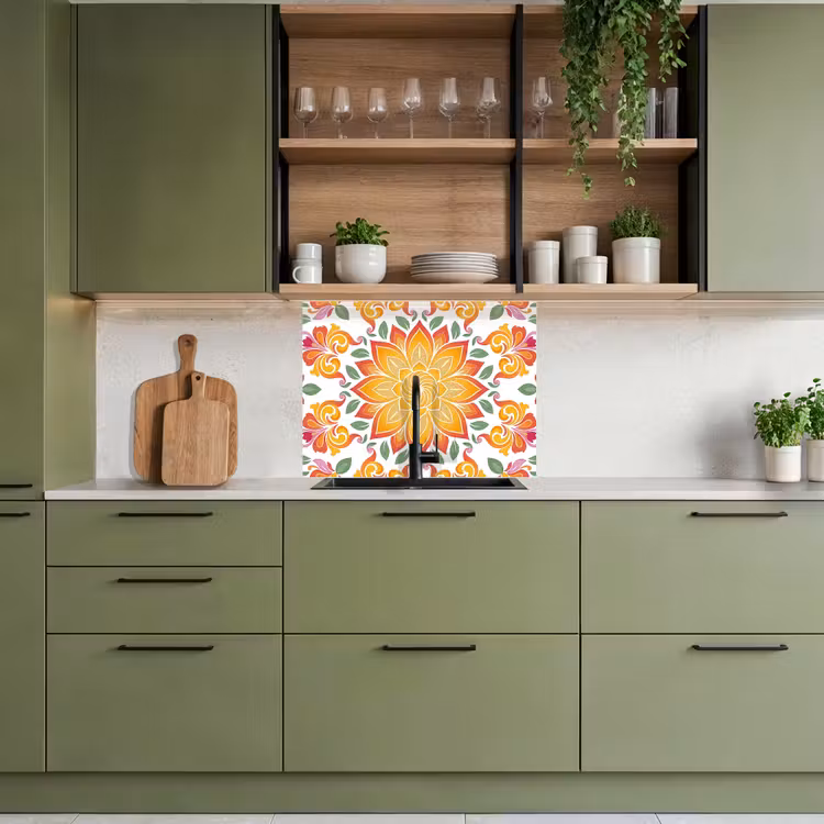 Revestimiento cocina - Mandala - Flores - Decoración - Colorido - Abstracto — 7