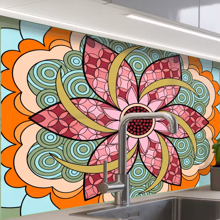 Revestimiento cocina - Mandala - Geométrico - Arte - Decorativo - Colorido — 1