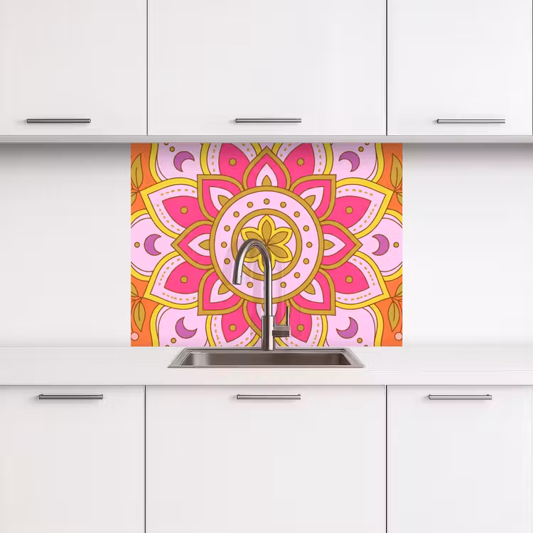 Revestimiento cocina - Patrón - Motivo floral - Decoración - Abstracto - Rosa — 3
