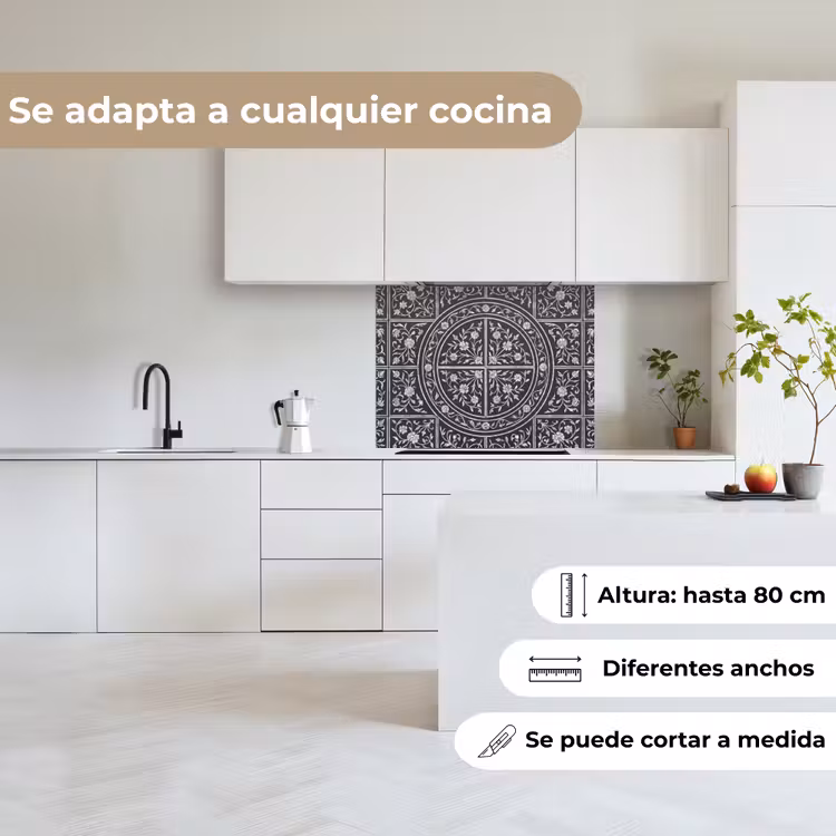 Revestimiento cocina - Patrón - Motivo floral - Decoración - Clásico - Negro — 6