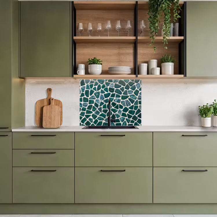 Revestimiento cocina - Textura - Piedra - Verde - Abstracto - Estampado — 7