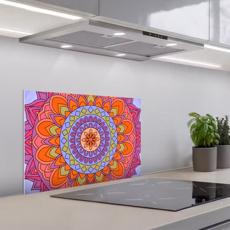 Salpicaderos de cocina - Mandala - Círculo - Abstracto - Colorido - Patrón — 1