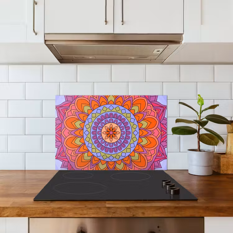 Salpicaderos de cocina - Mandala - Círculo - Abstracto - Colorido - Patrón — 3