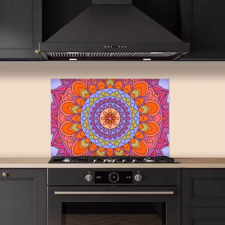 Salpicaderos de cocina - Mandala - Círculo - Abstracto - Colorido - Patrón — 5