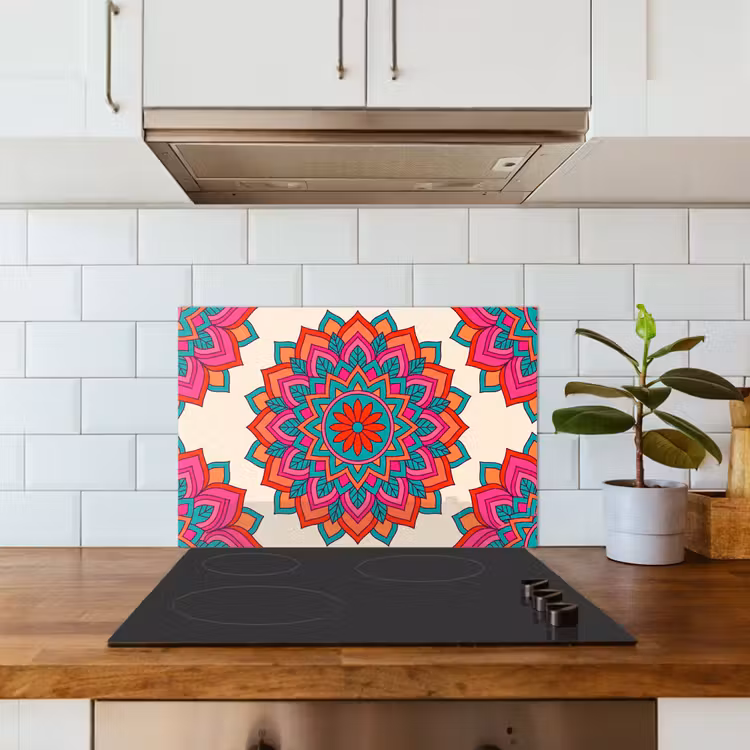 Salpicaderos de cocina - Mandala - Estampado - Abstracto - Colorido - Moderno — 3
