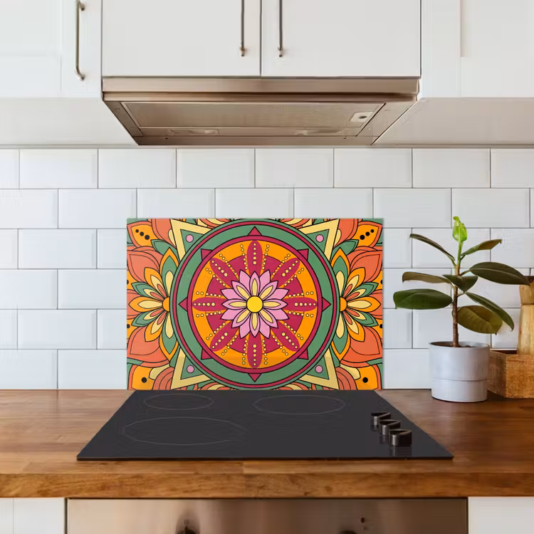 Salpicaderos de cocina - Mandala - Flores - Abstracto - Colorido — 3