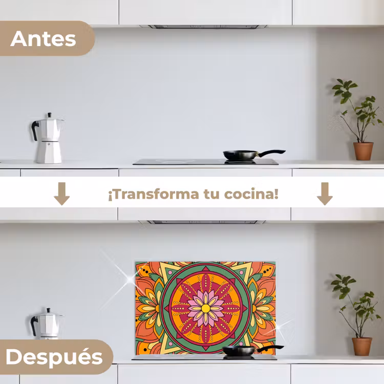 Salpicaderos de cocina - Mandala - Flores - Abstracto - Colorido — 7
