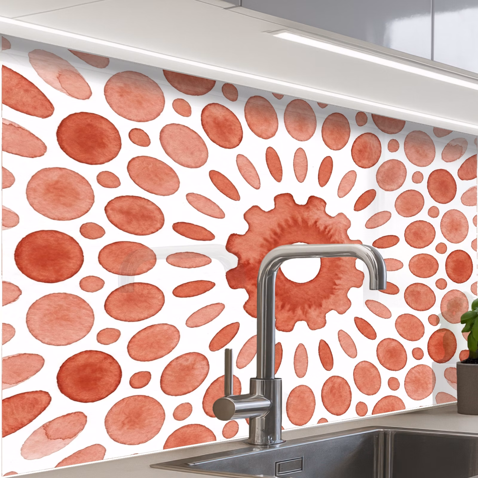 Revestimiento cocina - Motivo - Círculos - Abstracto - Moderno - Rojo — 1