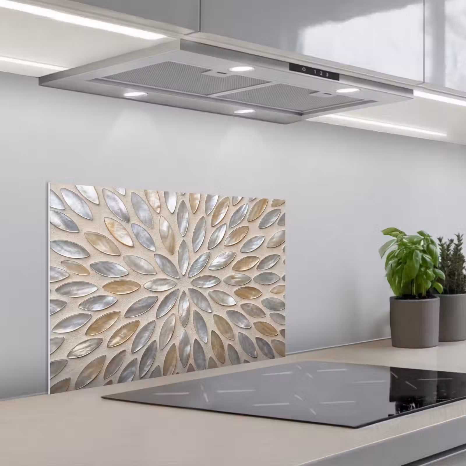 Salpicaderos de cocina - Estampado - Ovalado - Brillante - Abstracto - Beige — 1