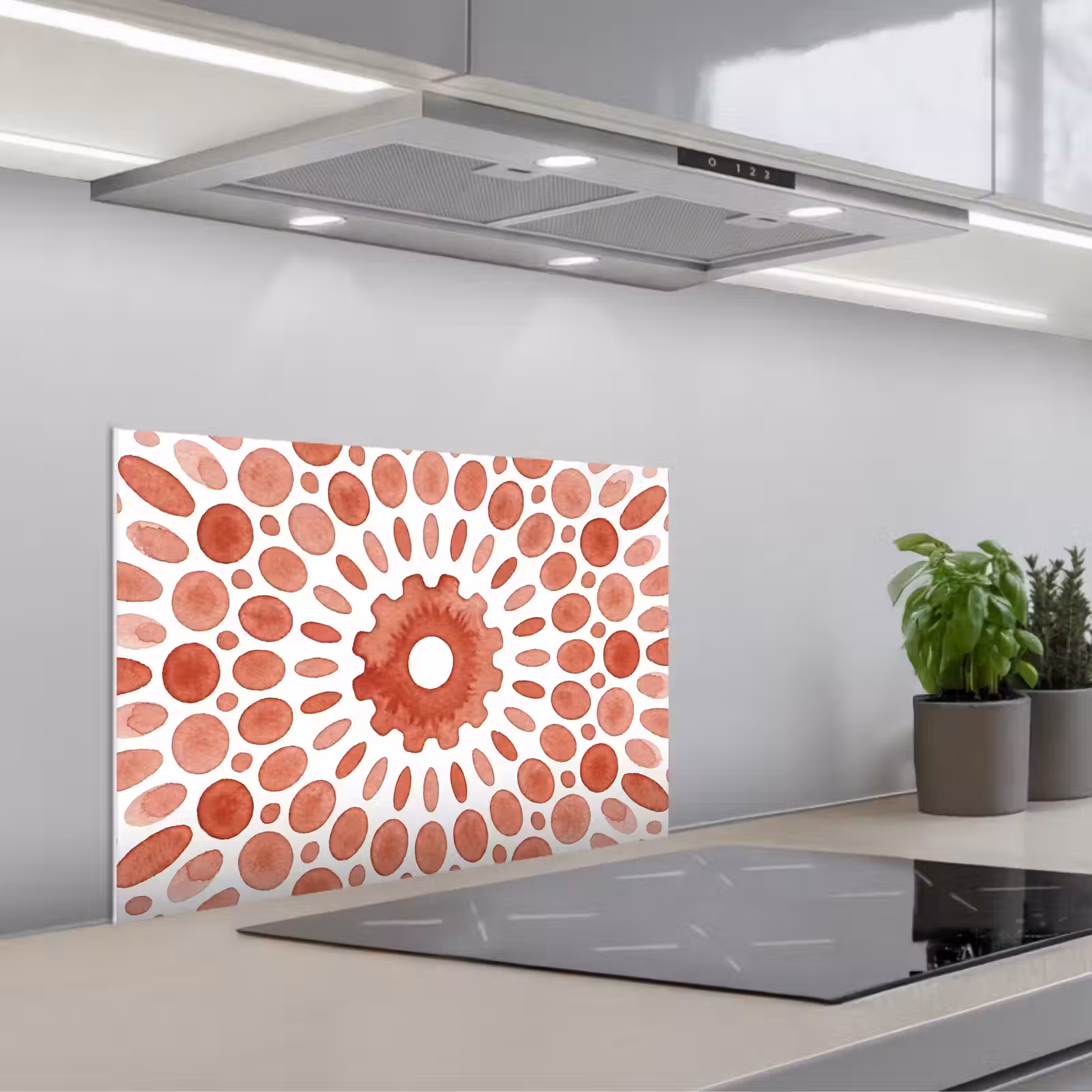 Salpicaderos de cocina - Motivo - Círculos - Abstracto - Moderno - Rojo — 1