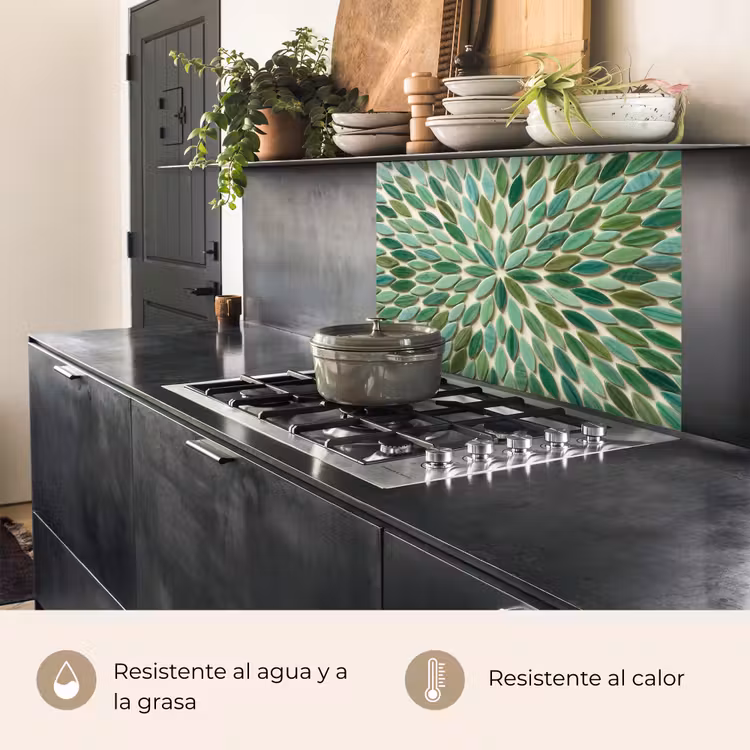 Revestimiento cocina - Estampado - Hoja - Verde - Abstracto — 4