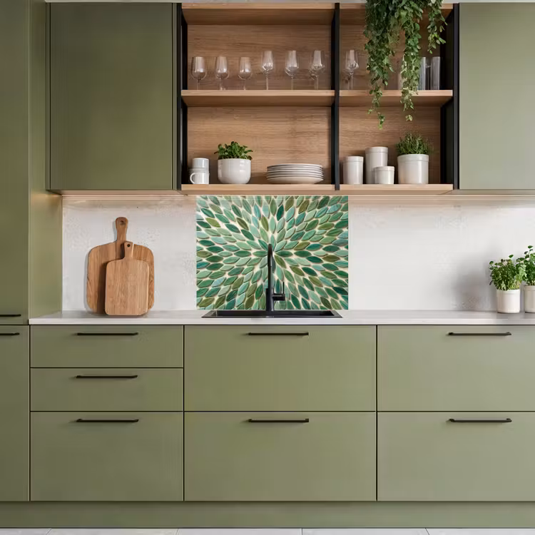 Revestimiento cocina - Estampado - Hoja - Verde - Abstracto — 7