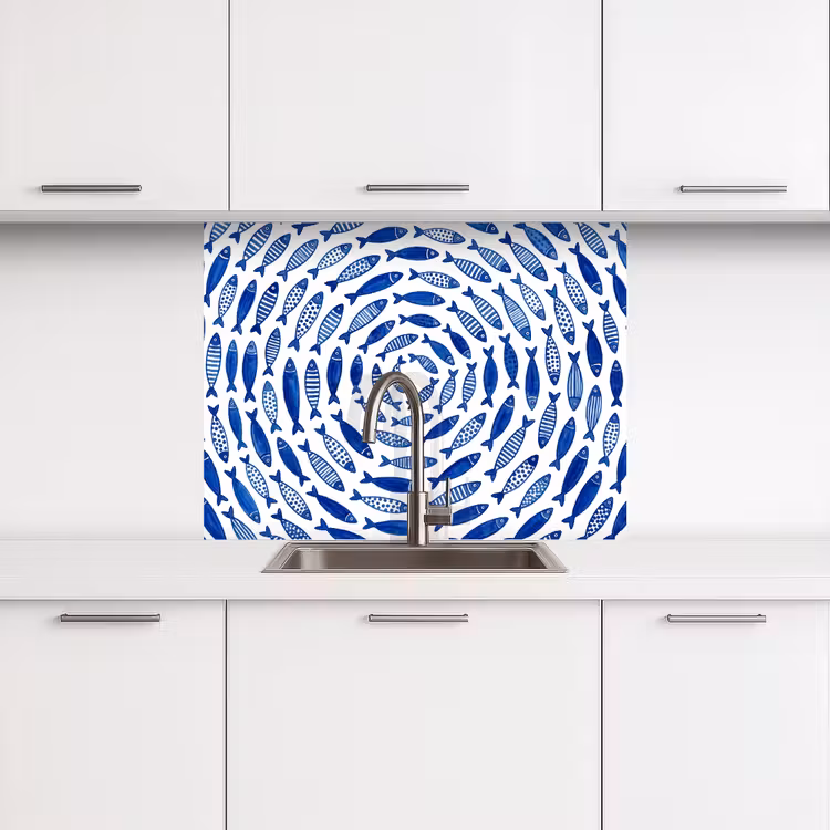 Revestimiento cocina - Pez - Patrón - Submarino - Abstracto - Azul — 3