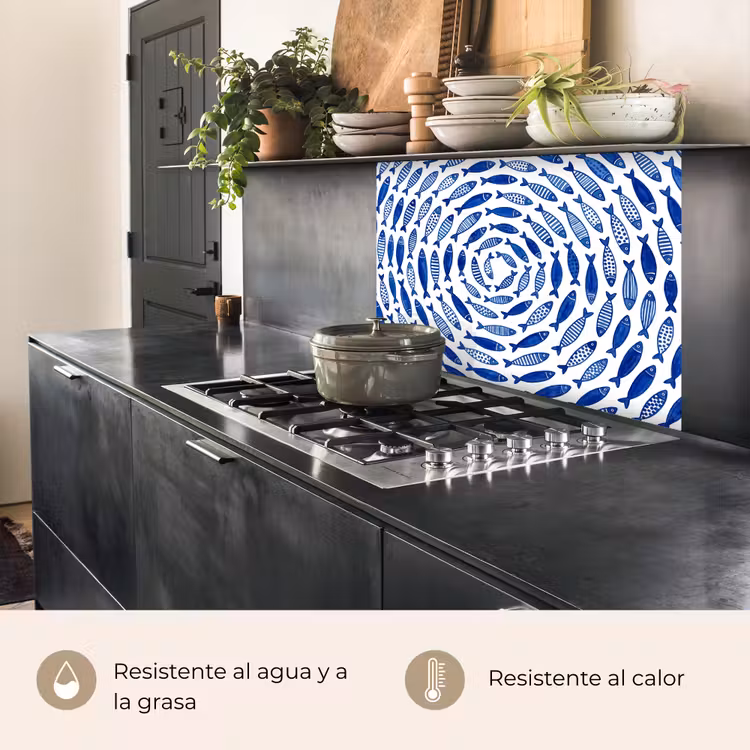 Revestimiento cocina - Pez - Patrón - Submarino - Abstracto - Azul — 4