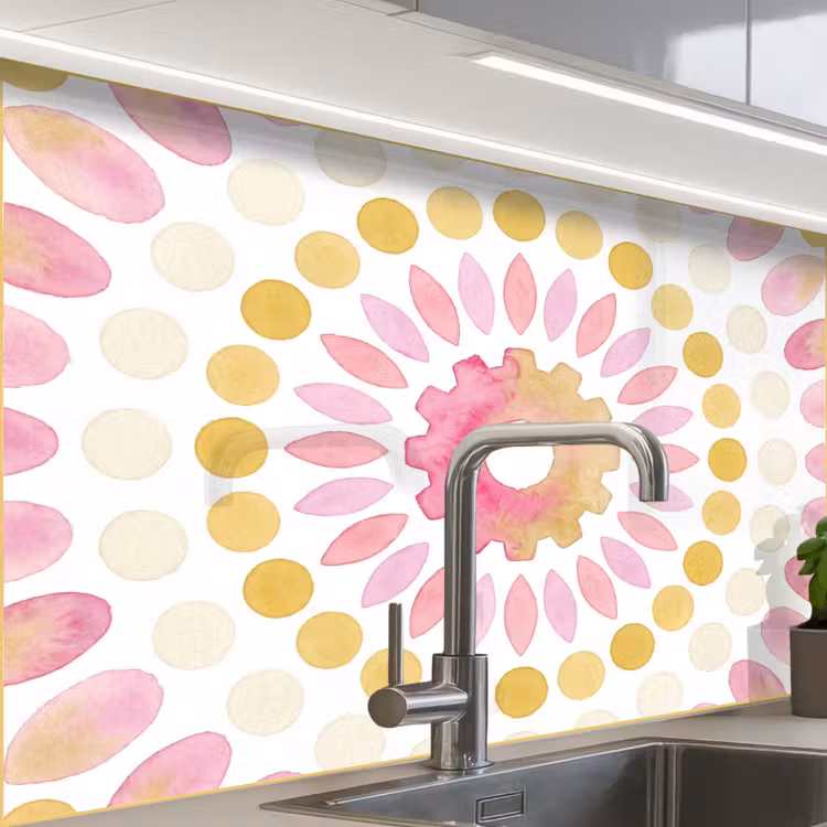 Revestimiento cocina - Resumen - Mandala - Arte - Moderno - Rosa — 1