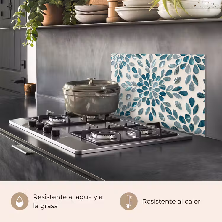 Salpicaderos de cocina - Estampado - Hojas - Abstracto - Moderno - Turquesa — 2